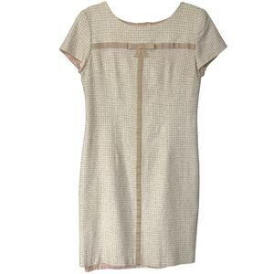 1990s Vintage Tweed Sheath Dress Size 6 Classic Neutral Structured Minimalist